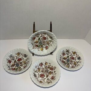 Johnson Brothers Staffordshire Bouquet Fruit Dessert Sauce Bowls Brown Floral